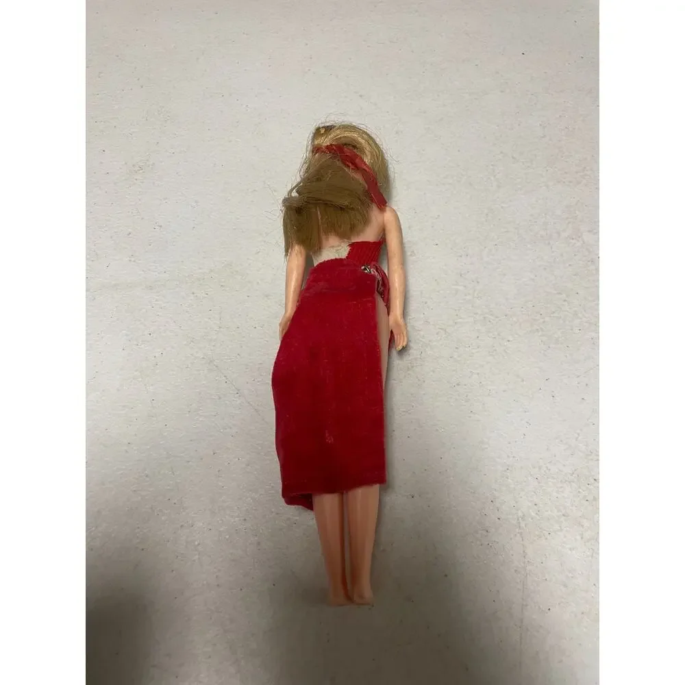 Vintage 1963 Mattel Skipper Barbie Doll Blonde Hair Red Dress